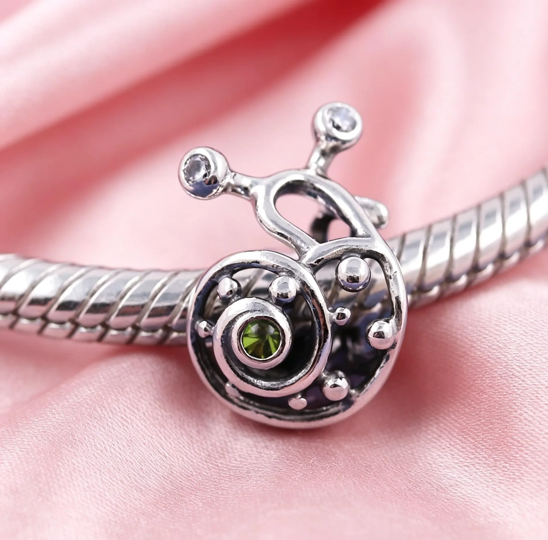 WEIMU Charms in Argento Sterling S925 per Braccialetti, Ciondolo Stopper, Beads Charms, Compatibile con Braccialetti e Collane Europei per Donne, m, Argento sterling, Zirconie sintetico - immagine 2