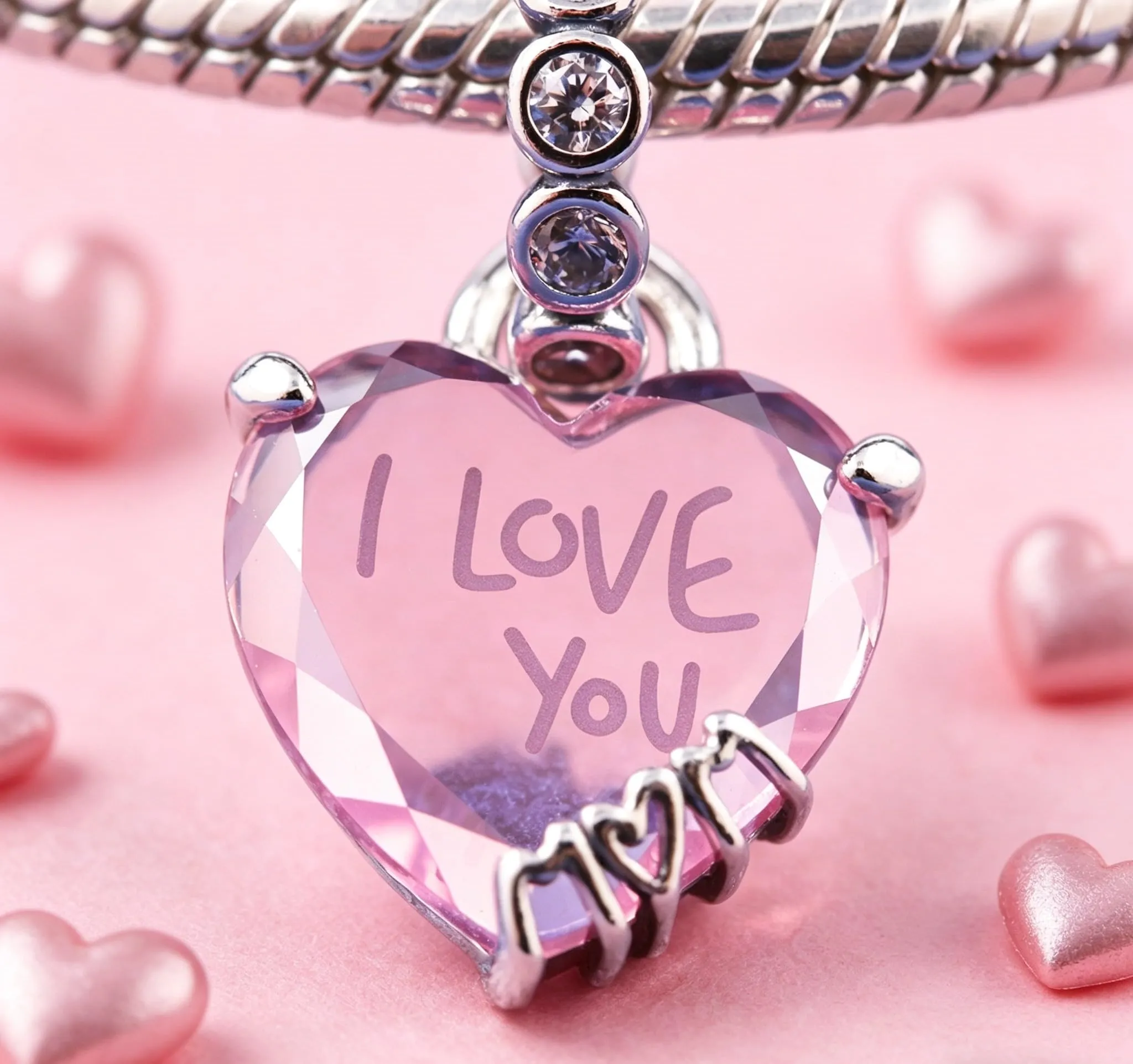WEIMU Ciondoli in argento S925 per bracciali, ciondoli a forma di stop, beads charms, compatibili con braccialetti e collane europei da donna, m, Argento sterling, Zirconie sintetico - immagine 4
