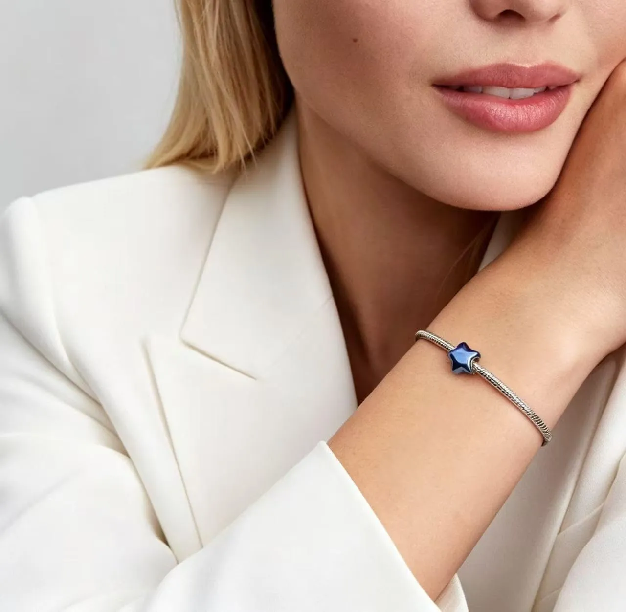WEIMU Ciondoli in argento S925 per bracciali, ciondoli a forma di stop, compatibile con braccialetti e collane europei da donna, m, Argento sterling, Zirconie sintetico - immagine 2