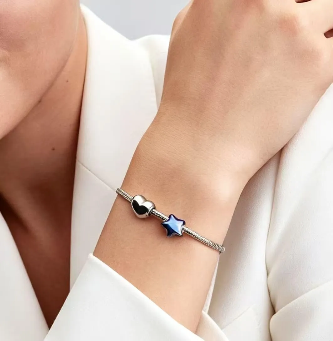 WEIMU Ciondoli in argento S925 per bracciali, ciondoli a forma di stop, compatibile con braccialetti e collane europei da donna, m, Argento sterling, Zirconie sintetico - immagine 3