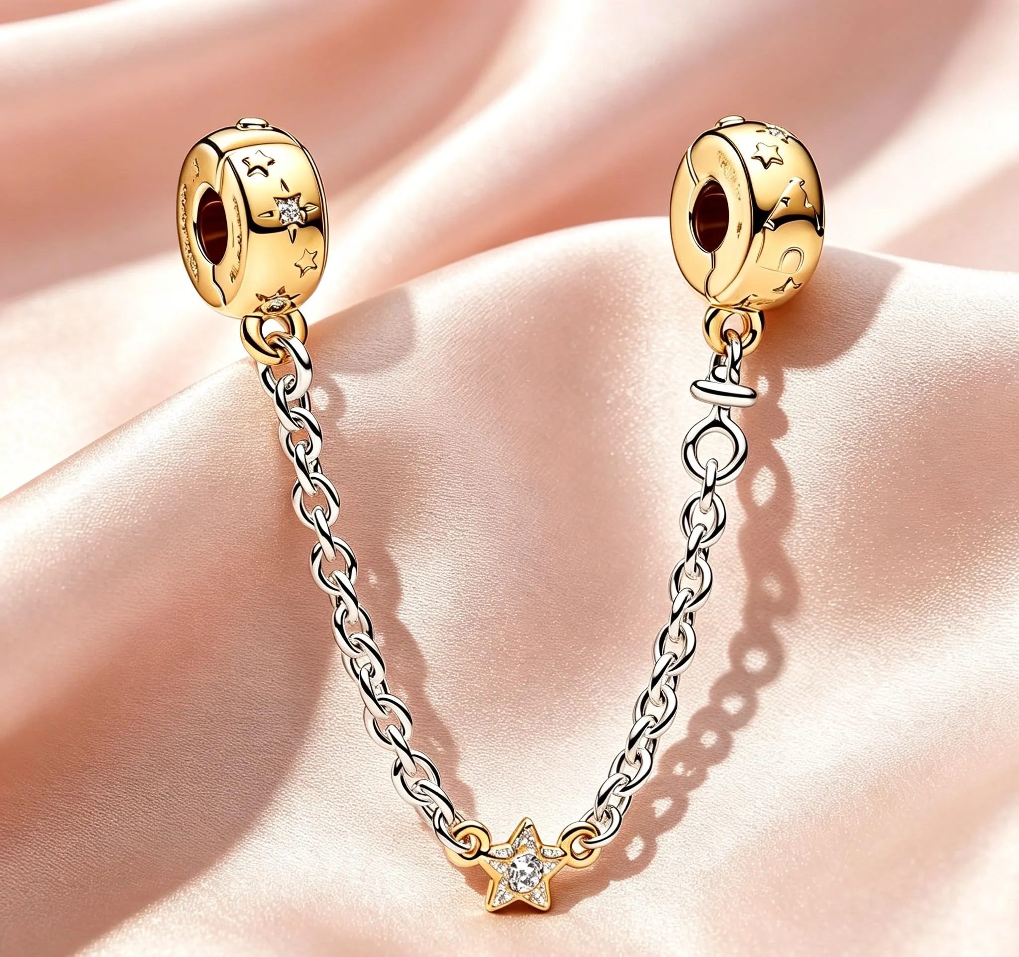 WEIMU Ciondoli in argento Sterling 925 dorato, per braccialetti, ciondoli, distanziatori, m, Argento sterling, Zirconie sintetico - immagine 2