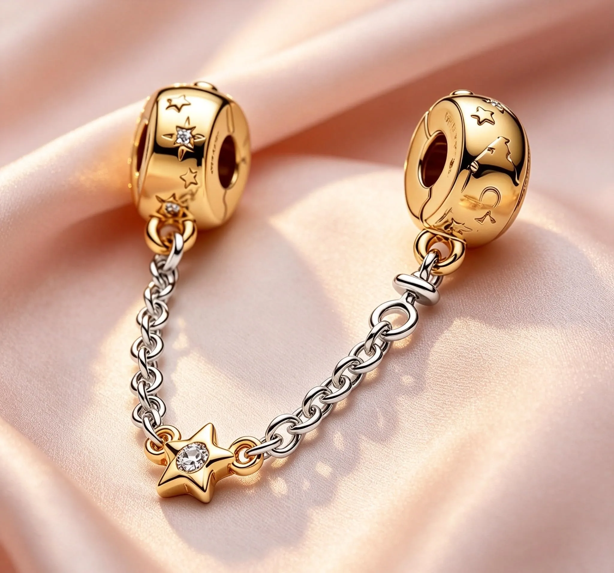 WEIMU Ciondoli in argento Sterling 925 dorato, per braccialetti, ciondoli, distanziatori, m, Argento sterling, Zirconie sintetico - immagine 4