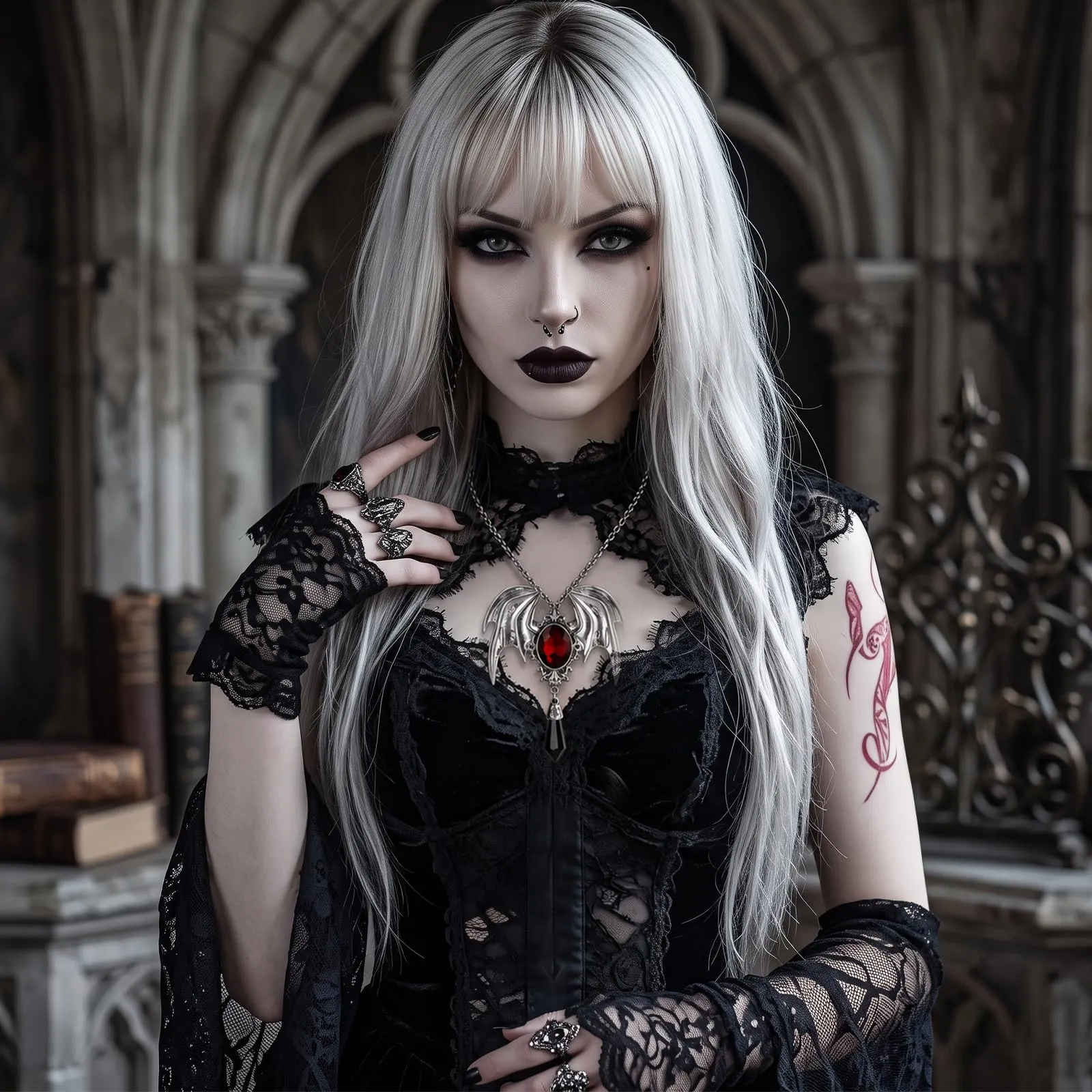 ZOSIGN Collana Pipistrello, Rosso Collana Gotica Pipistrello, Collane Goth Donna, Collane Pipistrellus Donna, Accessori Gotici da Vampiro, Regali per Halloween E Carnevale per Donne - immagine 4