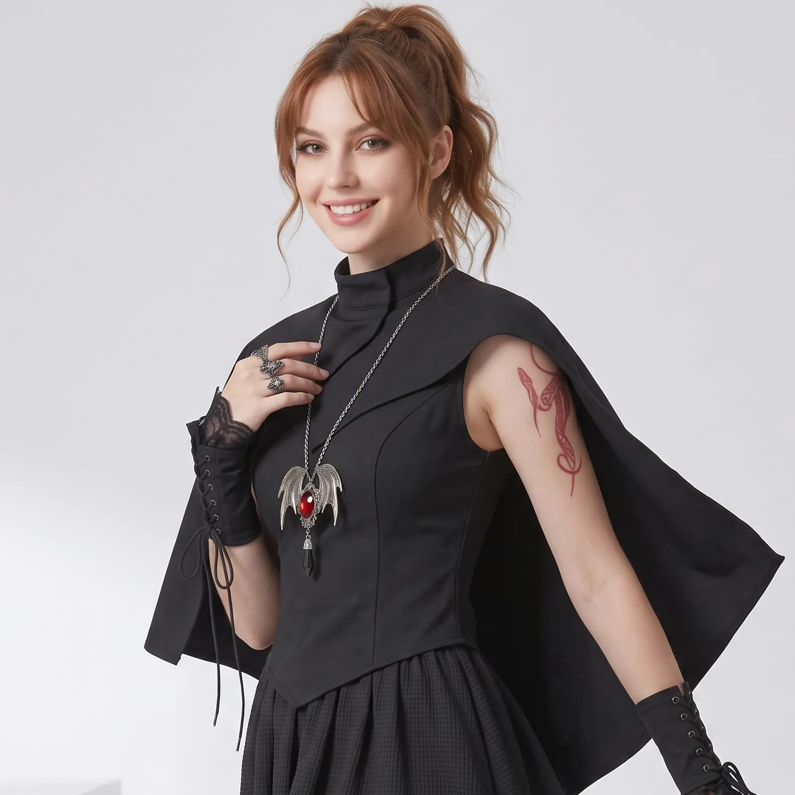 ZOSIGN Collana Pipistrello, Rosso Collana Gotica Pipistrello, Collane Goth Donna, Collane Pipistrellus Donna, Accessori Gotici da Vampiro, Regali per Halloween E Carnevale per Donne - immagine 7