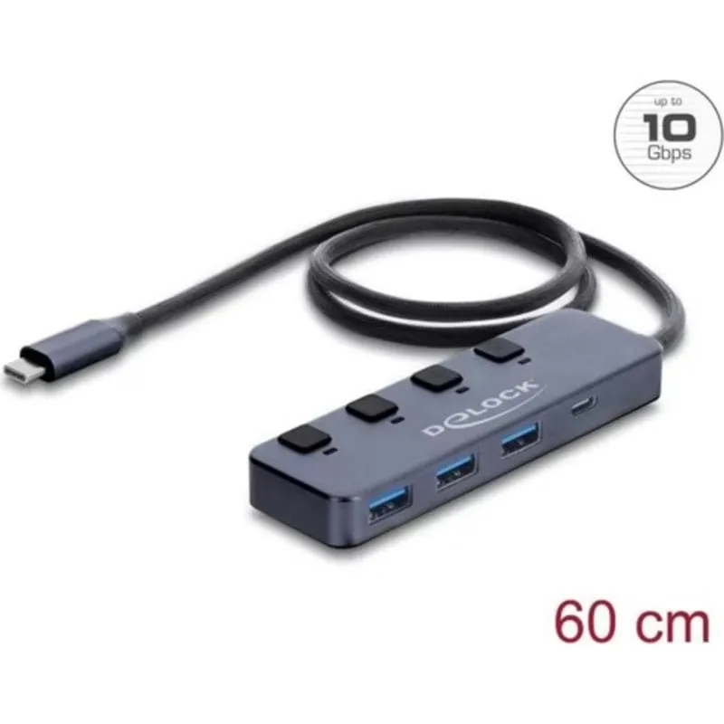 Hub USB-C Delock 64384 4 porte 10 Gbit/s alta velocità - immagine 1