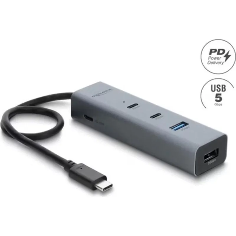 Hub USB Delock 64378 4 porte USB-A/USB-C 5 Gbit/s 100 W - immagine 1