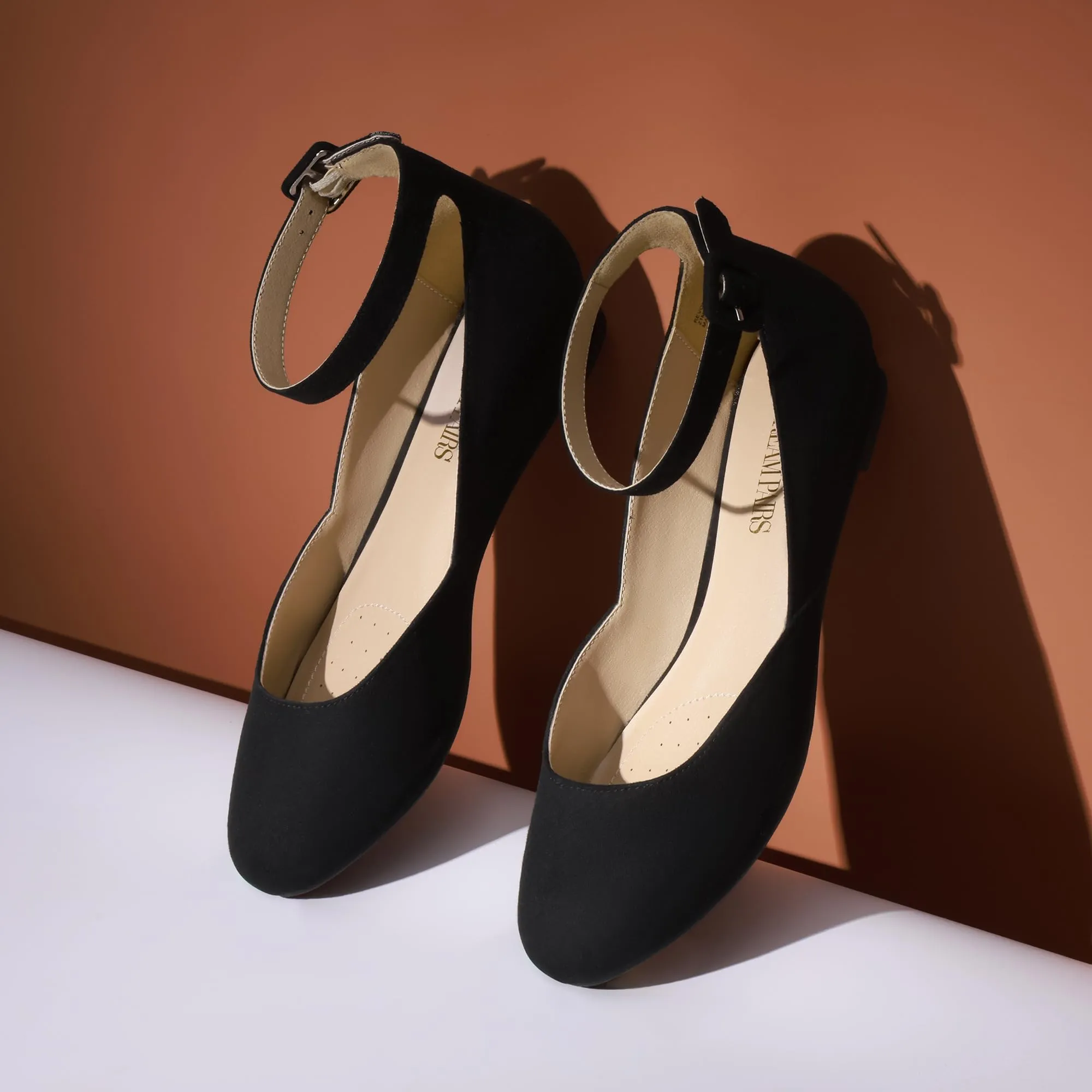 DREAM PAIRS Ballerine Donna Cinghia,Camoscio-Nero,42 - immagine 2