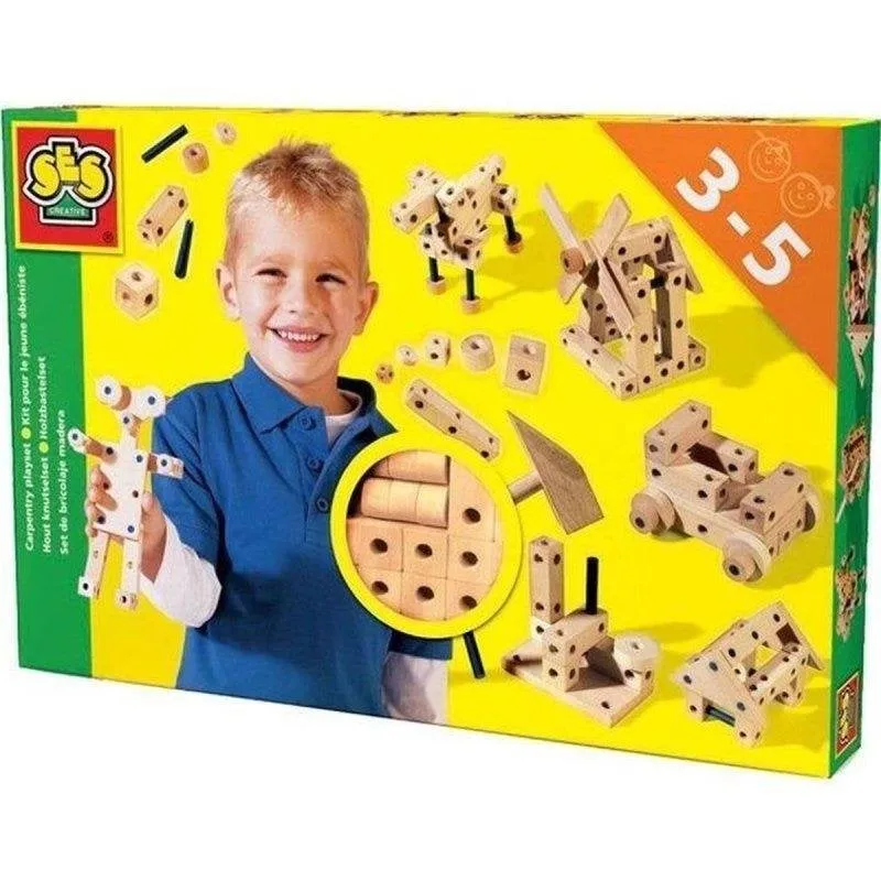 SES Creative Kit Di Costruzione In Legno Giovane Falegname 46 Pezzi Con Mazza E Pegs - immagine 1