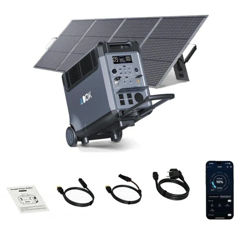 Stazione di energia ABOK Ark3600 + PV400 3840Wh 15 porte Batteria LiFePO4 Pannello solare UPS - immagine 1