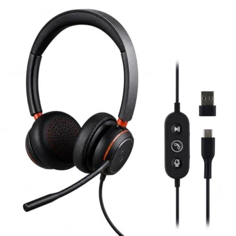 Auricolari TnB ACTIV 400S con cavo USB-A e USB-C, Ottimizzati per Teams, ENC, Nero - immagine 1