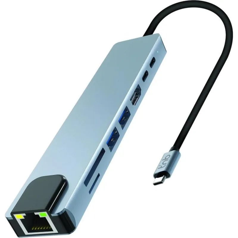 Hub USB-C T'nB iClick 8 in 1 Alluminio HDMI 4K USB 3.0 Power Delivery - immagine 1
