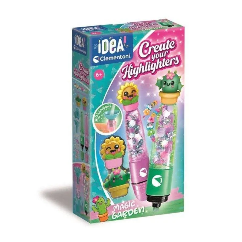 Kit di manualita Clementoni Creer Fluos Garden Diy per 2 pennarelli fluoresc - immagine 1