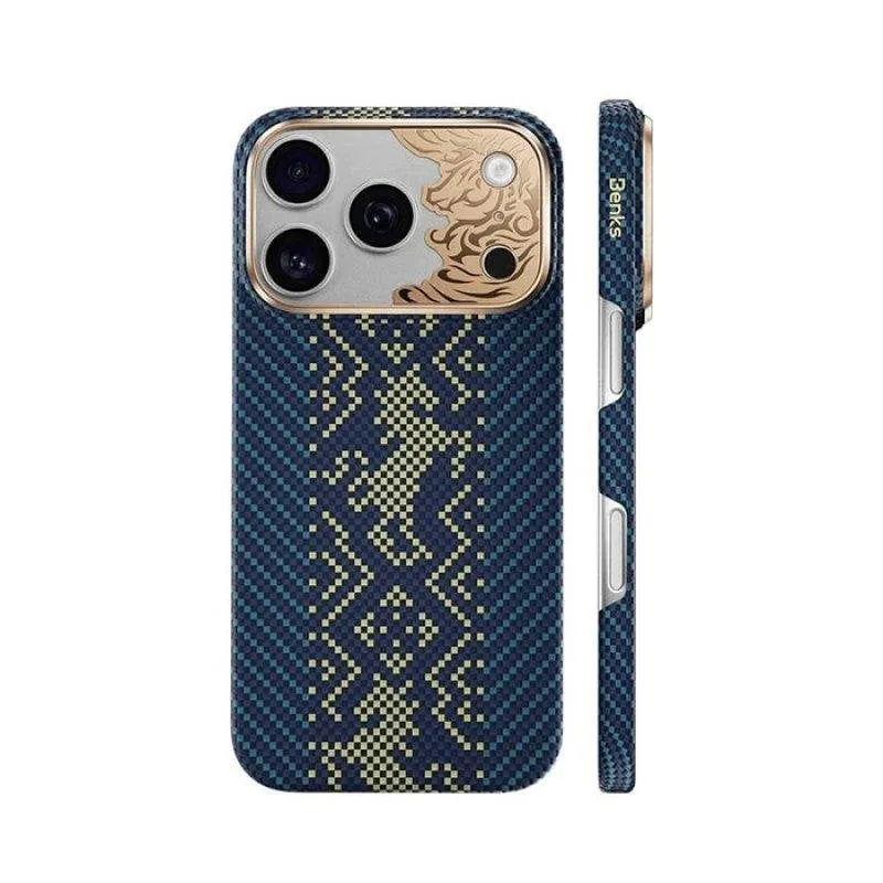 Custodia Benks Knight Air Fibra Aramida Kevlar Blu Compatibile MagSafe iPhone 18 Pro - immagine 1