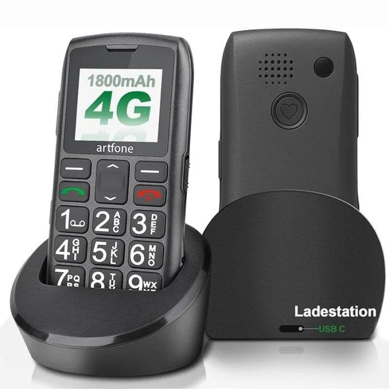 Artfone C1+ 4G 2.8" Tasti Grandi Pulsante SOS Base Ricarica Nero - immagine 1