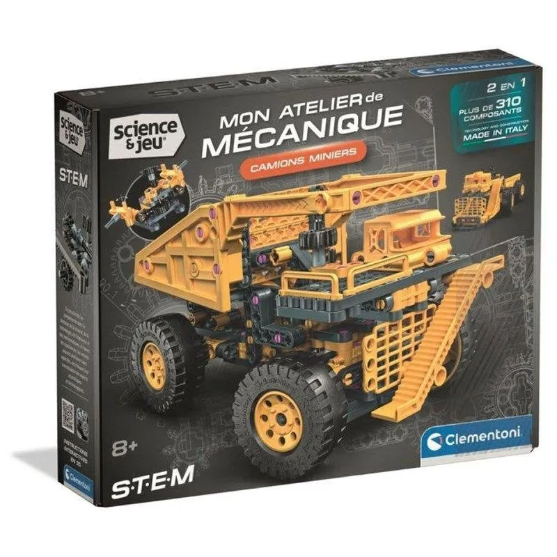 Clementoni Mon Atelier Mécanique 2-in-1 Camion Minerario Stem 52987 320 pezzi - immagine 1