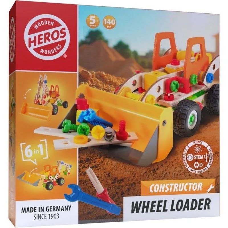 HERSOL Constructor Cargadora De Ruedas De Madera 6 In 1 140 pezzi - immagine 1