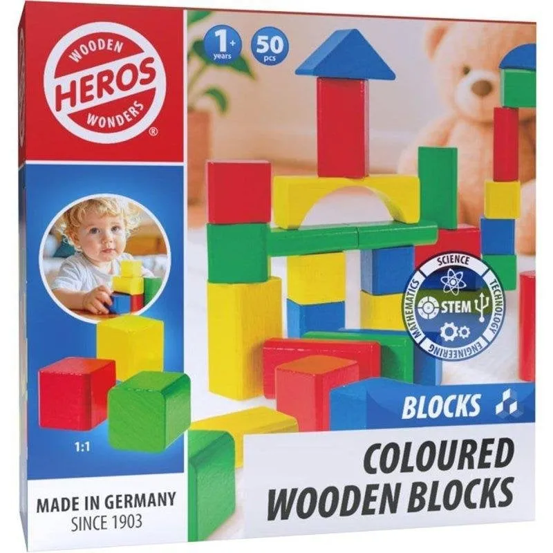 HERSOL Set Di Blocchi Da Costruzione In Legno Heros 50 Pezzi - immagine 1