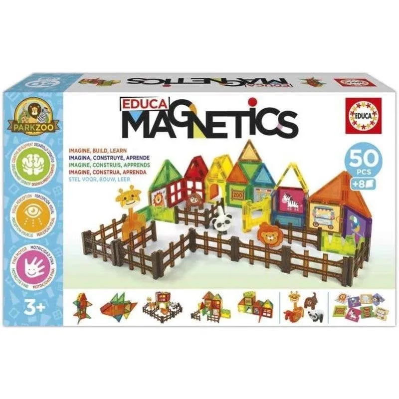 Educa Magnetics Park Zoo Set Costruzione Magnetica 50 Pezzi Multicolore 4 Animali 8 Carte - immagine 1