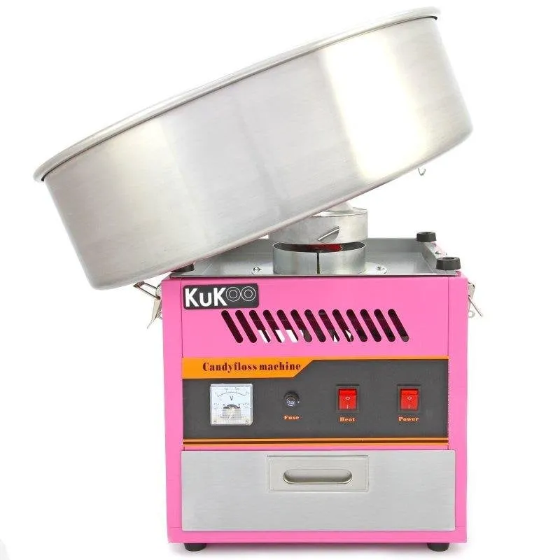 Macchina zucchero filato Monster Kukoo design retrò rosa acciaio inox - immagine 1