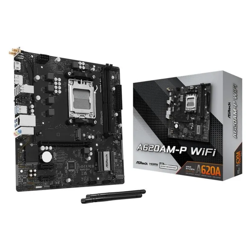 Schede Madri ASRock A620AM-P WIFI A620A AM5 DDR5 micro ATX WiFi 5 - immagine 1