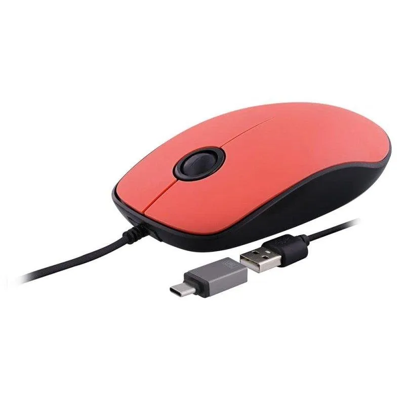 Mouse TnB MUSUNSETRD USB-A USB-C 1000 DPI Rosso Ambidestro - immagine 1