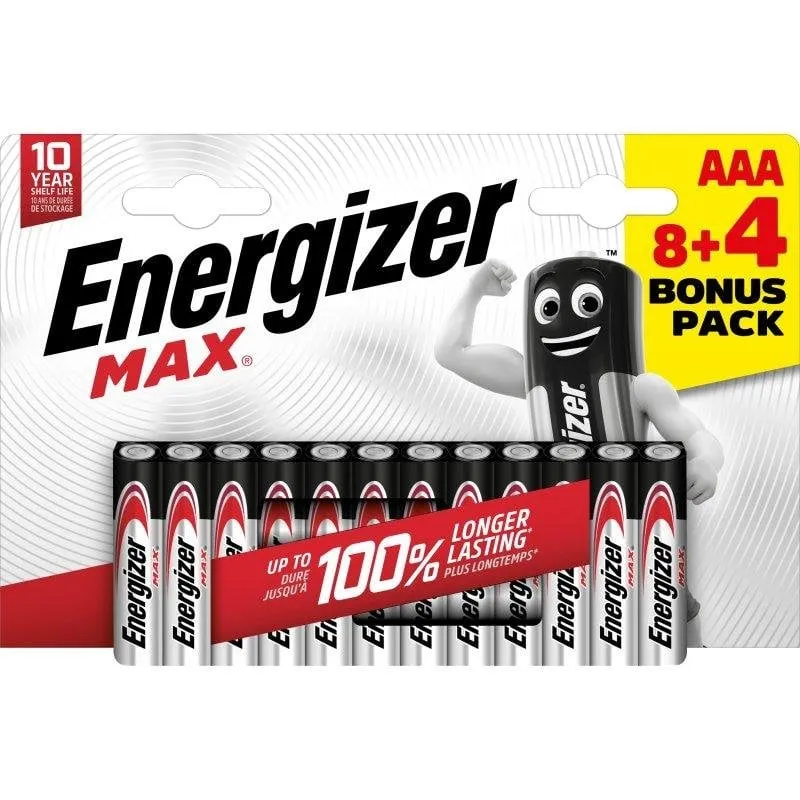 Pila Alcalina Energizer Max LR03 AAA Pacco 12 - immagine 1