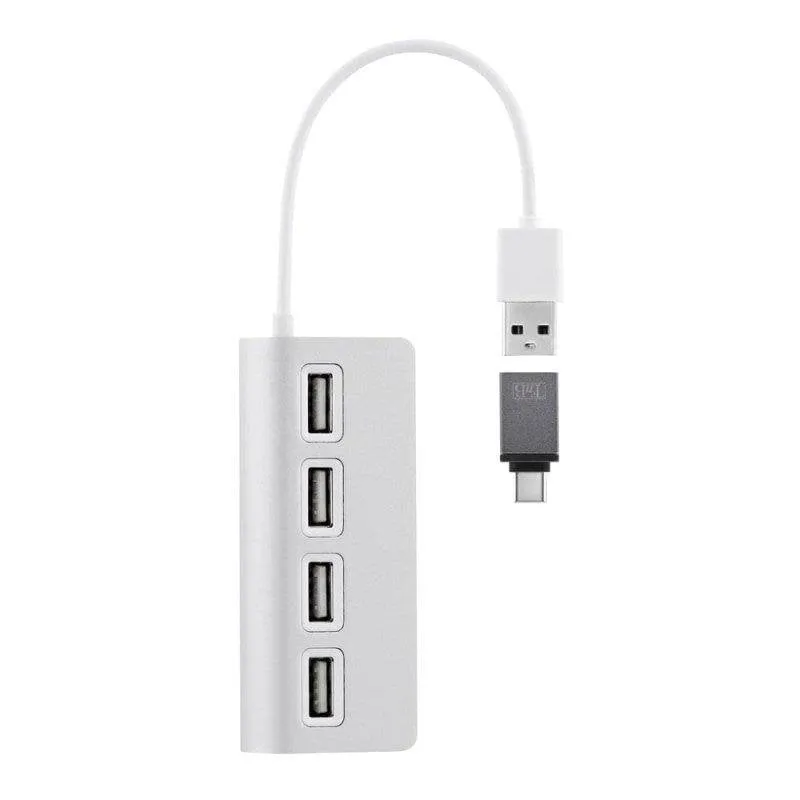 Hub TnB 4 porte USB 2.0 480 Mbit/s modello HUBUSB4ALU alluminio - immagine 1