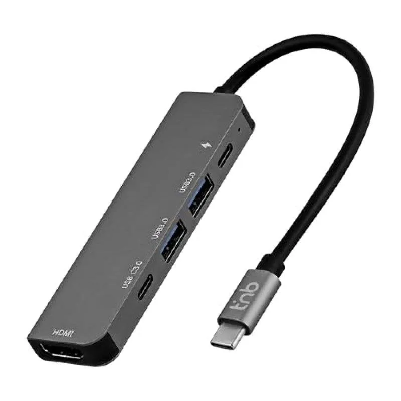 Hub USB-C TnB HUBALU5C iClick 5 in 1 HDMI 4K 30 Hz PD 100 W - immagine 1