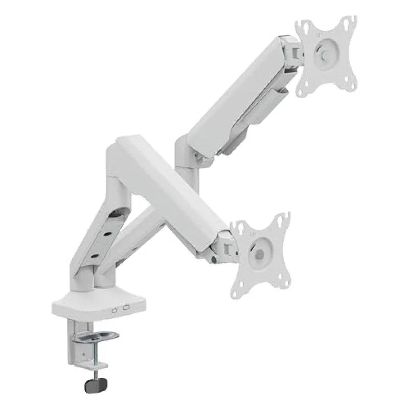 TnB MHFLEXDUALWH Supporto Doppio a Molla a Gas per Monitor Scrivania 2x 13-27" VESA 75x75 a 100x100 Max 8Kg - immagine 1