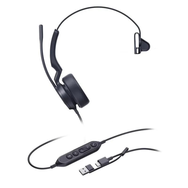 Auricolari Yealink UH44 Mono con cavo USB-C/A, microfono antirumore, nero - immagine 1