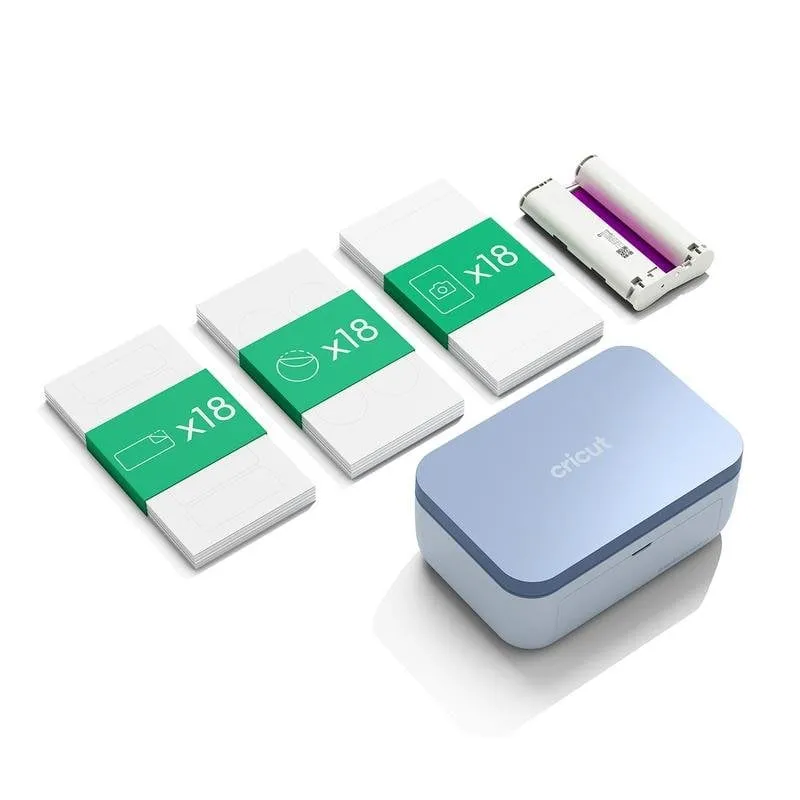 Stampante a getto d'inchiostro Cricut StickerPix Essential Bundle blu con stampa e plastificazione - immagine 1
