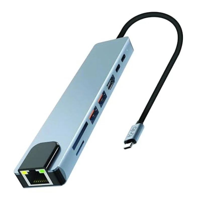 Hub USB-C TnB HUBALU8PRO 8 in 1 10 Gbps HDMI 4K 60 Hz - immagine 1