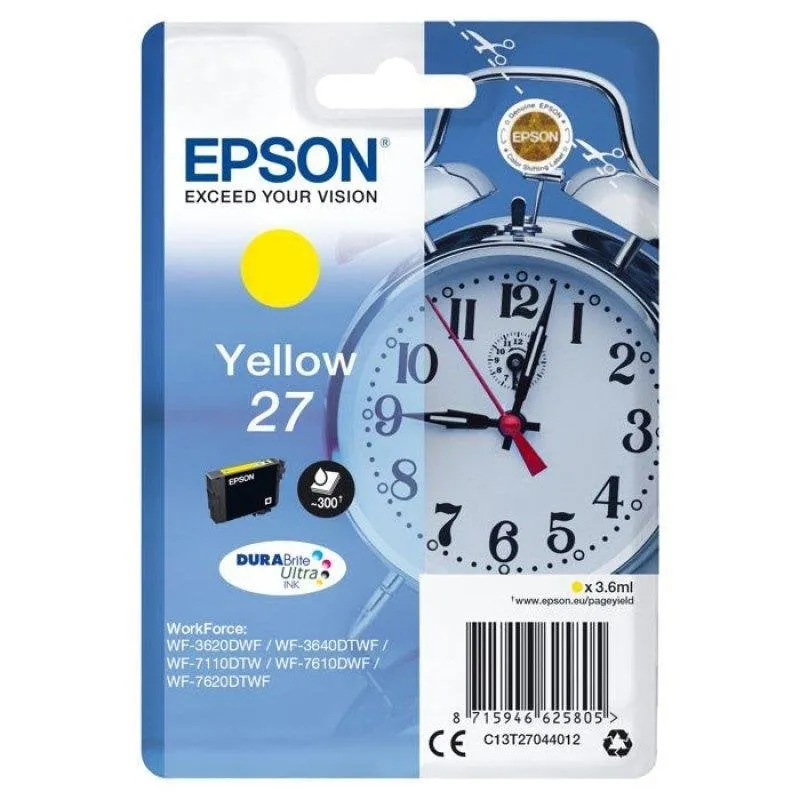 Cartuccia d'inchiostro Epson 27 Giallo DURABrite Ultra 3,6 ml 300 pagine - immagine 1
