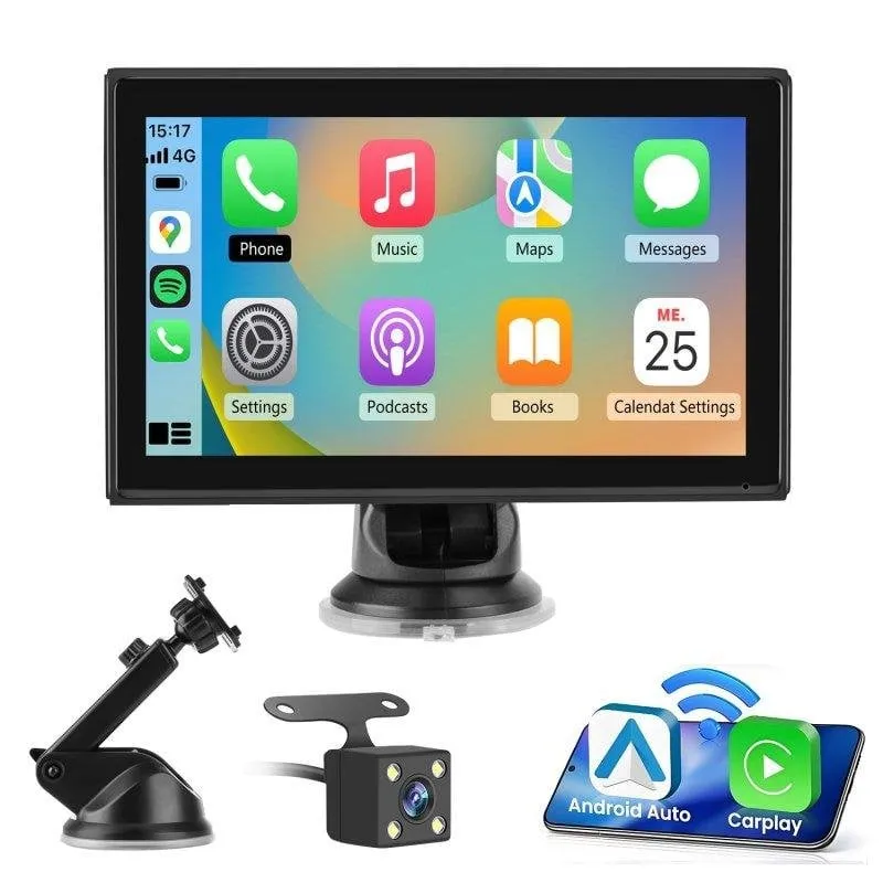Schermo Portatile JUNSUN 7 Pollici CarPlay Android Auto Wireless USB - immagine 1