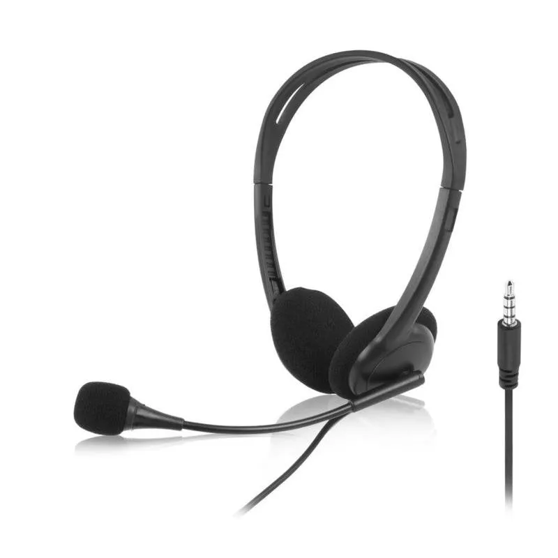 Auricolari ACT AC9330 con cavo 2 m per ufficio, supraaurali neri - immagine 1