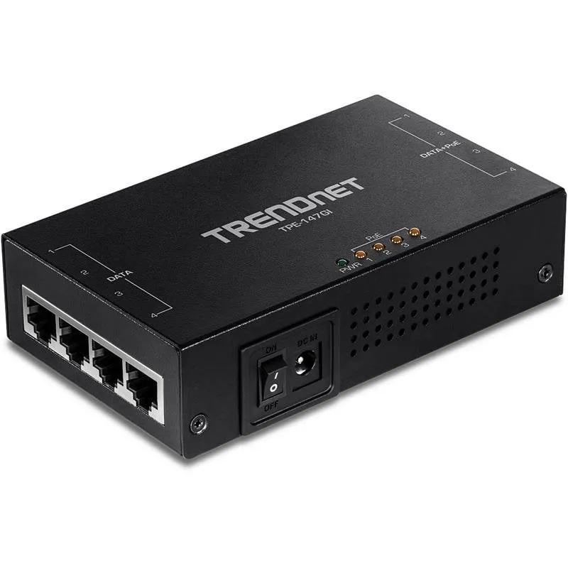Iniettore PoE+ TRENDnet Gigabit TPE-147GI 4 Porte 65 W - immagine 1