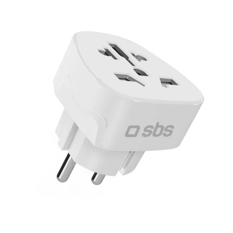 Adattatore da viaggio SBS Universale 100-250 V 2500 W Bianco Compatto - immagine 1