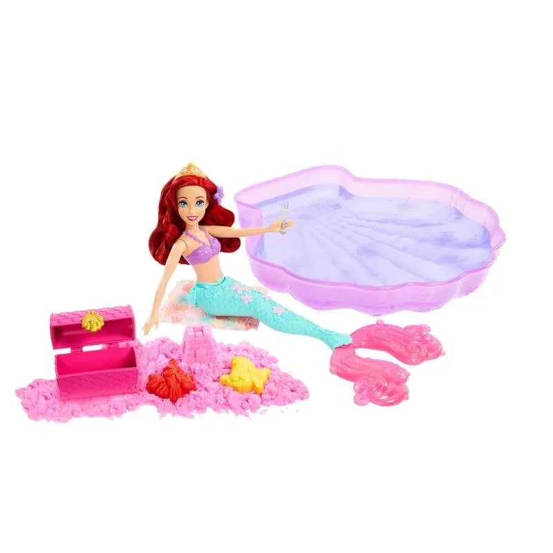 Bambola Mattel Disney Ariel con piscina conchiglia e sabbia modellabile - immagine 1