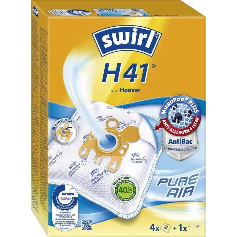 Sacchetto Aspirapolvere Swirl H 41 AirSpace MicroPor Plus per Hoover 4 Pezzi - immagine 1