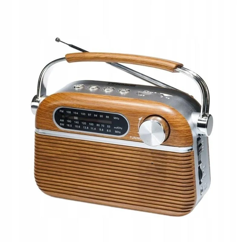 Radio portatile Tiross TS-461 Bluetooth USB FM AM SW retro marrone - immagine 1