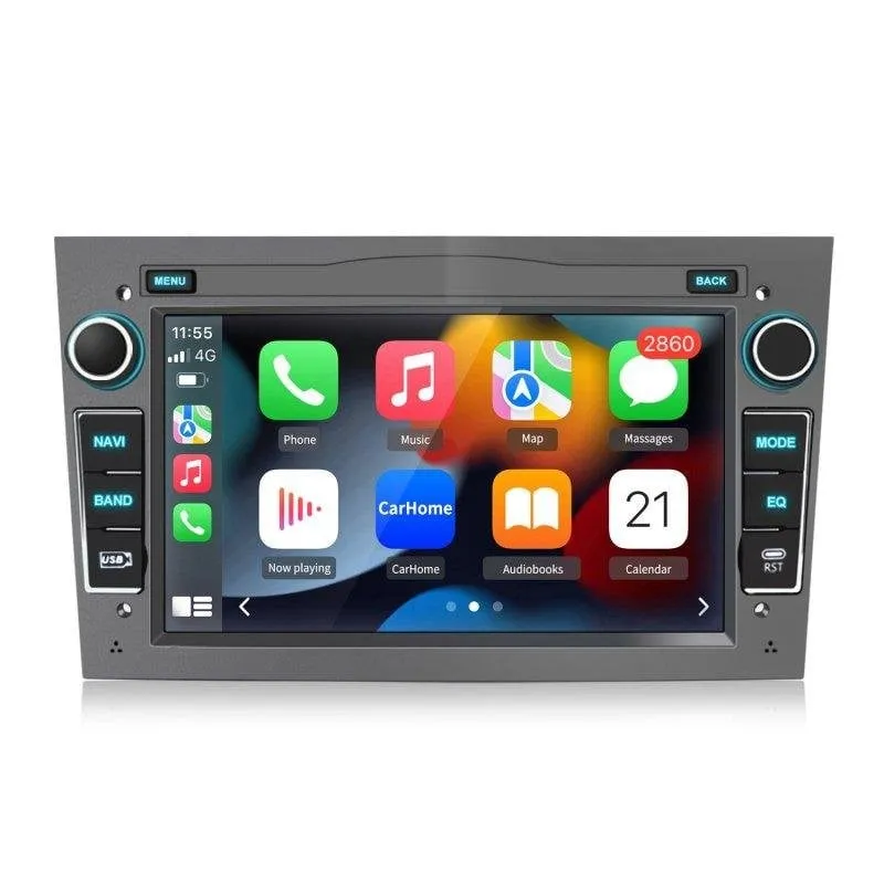 Autoradio grigio JUNSUN Opel Astra H CarPlay Android Auto 64GB - immagine 1