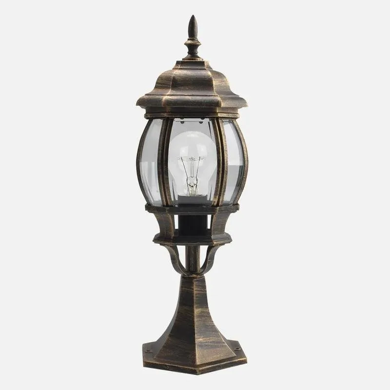 Lampada da muro Fabrilamp Caelum nero/oro IP44 alluminio e vetro - immagine 1