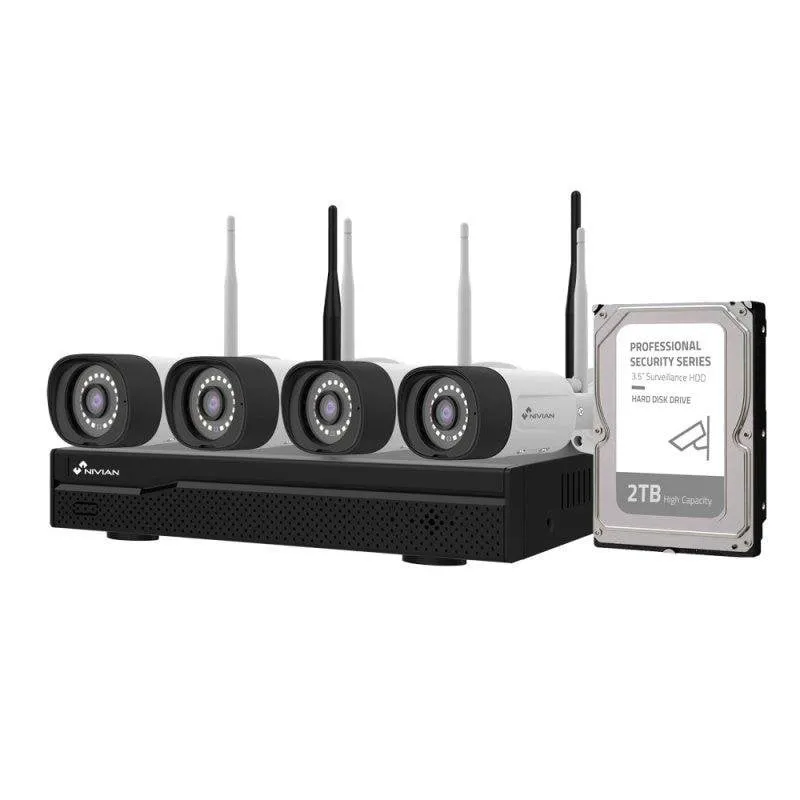 Registratore NVR per Telecamera IP Nivian NV-KIT1030W6 4 telecamere 2K 2TB HDD WiFi - immagine 1