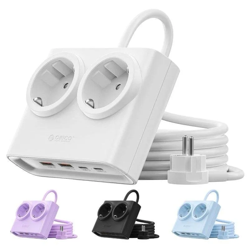 Multipresa ORICO PDC 2 prese 2 USB-A 2 USB-C GaN 25 W bianca - immagine 1