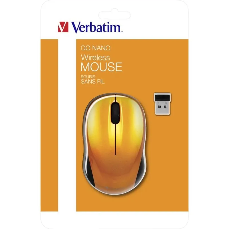 Mouse Verbatim Go Nano wireless RF 2,4 GHz 1600 DPI arancione ambidestro - immagine 1