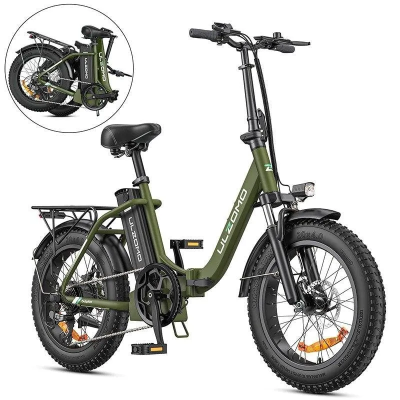 Bicicletta elettrica pieghevole HillMilES Dolphin 20 pollici verde 36 V 13 Ah 250 W - immagine 1