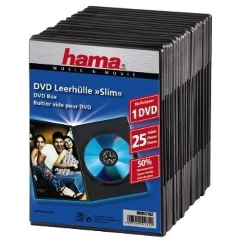 Scatola Conservazione DVD Hama Slim Box 25 Nero - immagine 1