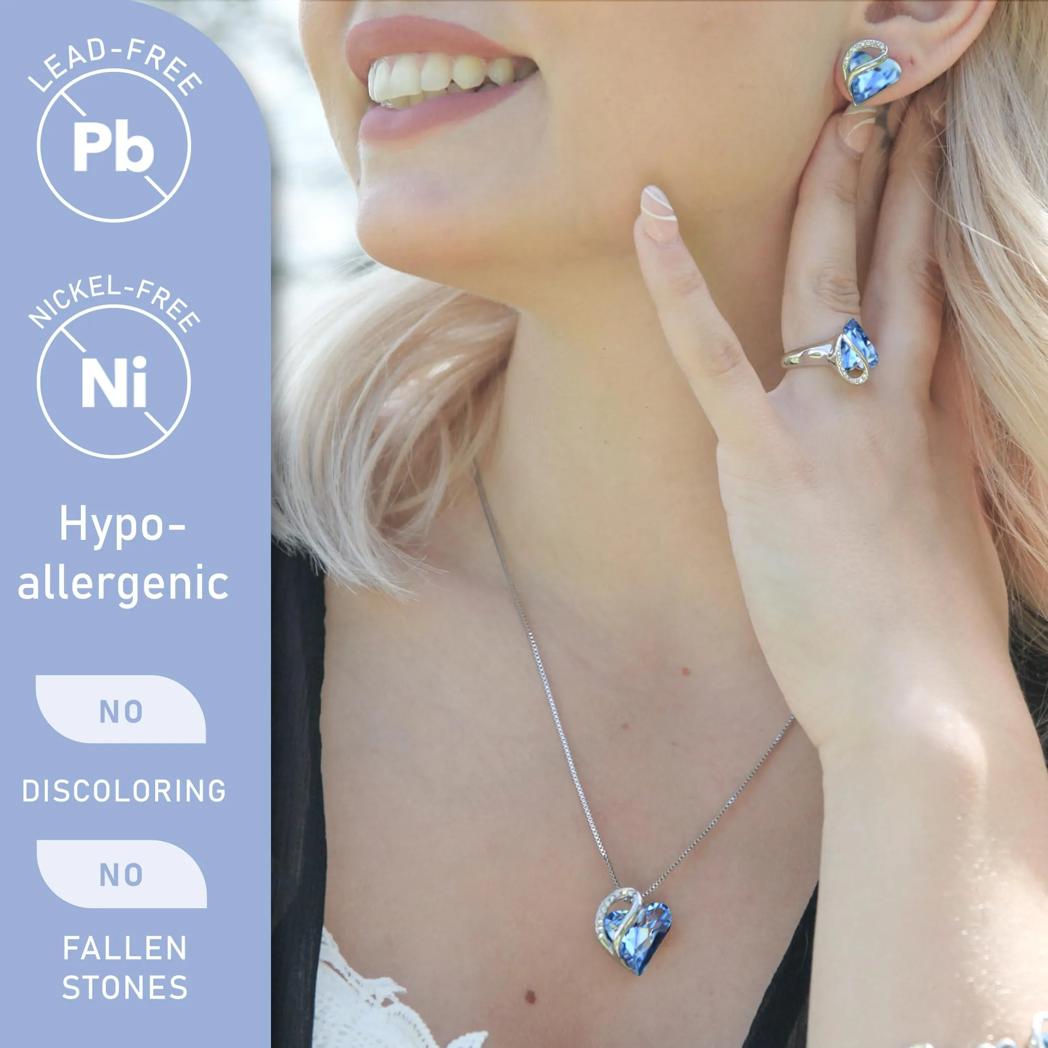 Leafael Collana Cuore Infinito Donna, Zaffiro azzurro marzo-dicembre - immagine 2
