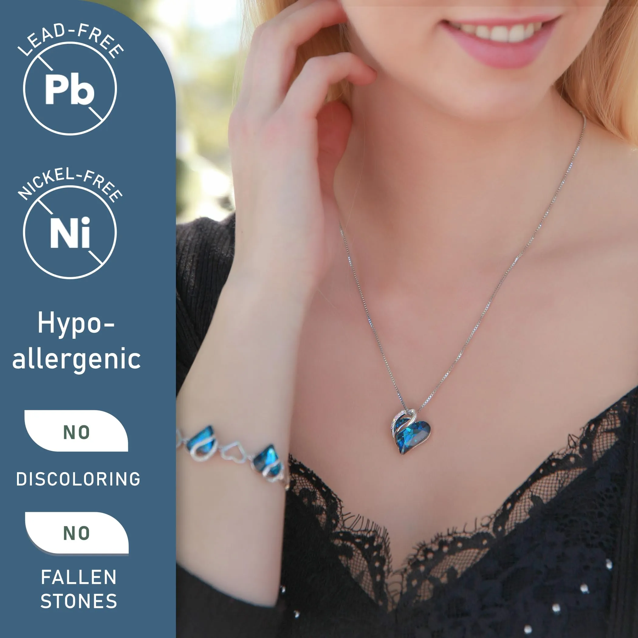 Leafael San Valentino Collana Donna Cuore con Pietra di Nascita, Ciondolo Cristallo Birthstone, Catena con Pendente Elegante, Confezione Regalo Inclusa - immagine 2