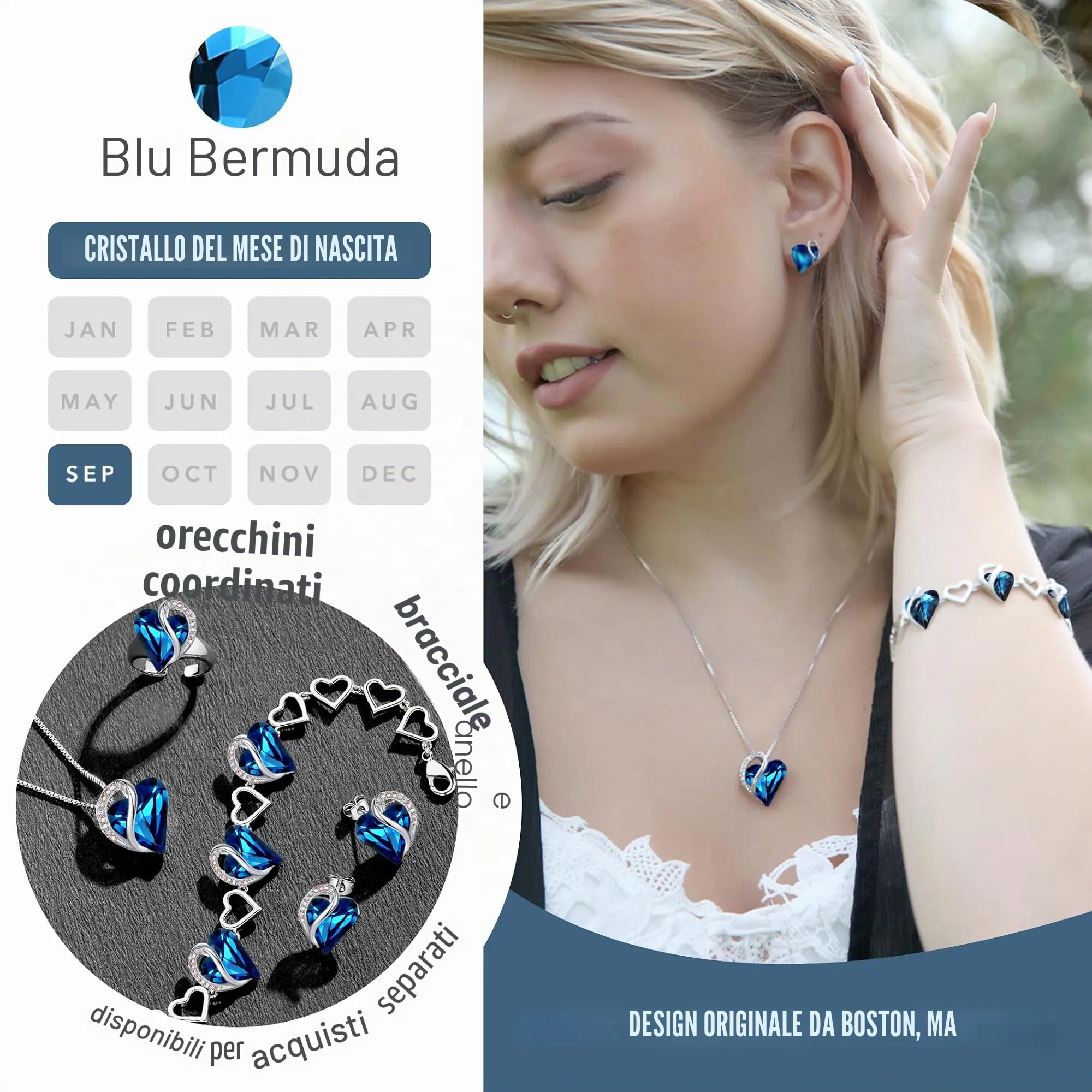 Leafael San Valentino Collana Donna Cuore con Pietra di Nascita, Ciondolo Cristallo Birthstone, Catena con Pendente Elegante, Confezione Regalo Inclusa - immagine 4